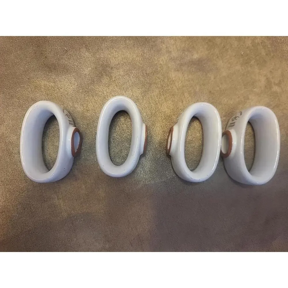 Herend Village Pottery Set Of 4 Hand Painted Vintage Butterfly Napkin Rings